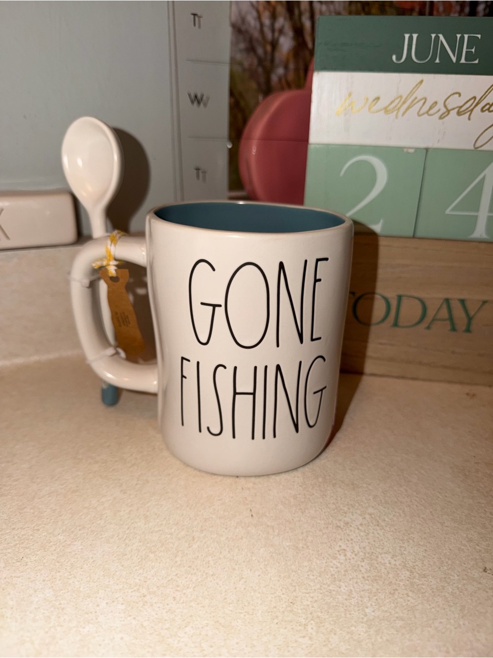 Rae dunn gone fishing mug